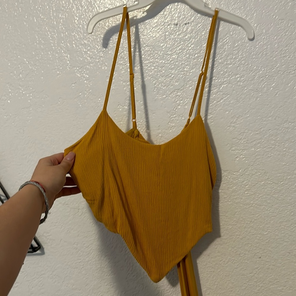 Yellow Casual Crop top